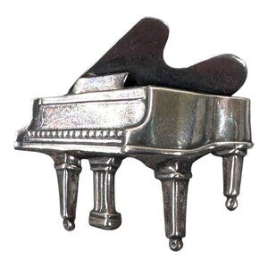 Vintage Signed Beau 925 Sterling Silver Baby Grand Piano Brooch Pin Tarnish